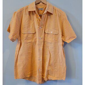 Mens Large Linen Short Sleeve Button Down